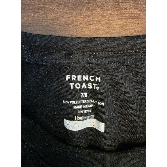 MSRP $8 French Toast Black Ruched Crewneck Tee Black Size 7/8 - Picture 2 of 3